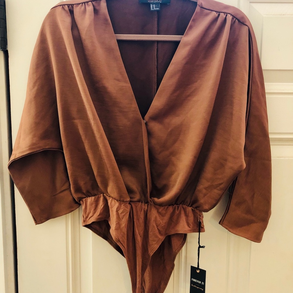 Forever 21 Copper 3/4 Sleeve Bodysuit